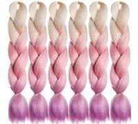 LDMY Braiding Hair- Ombre Blonde Pink Purple Long 24Inch Braid Hair Extensions 100g/pc Synthetic Braiding Kit