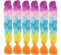 LDMY Braiding Hair -Rainbow Braid Extensions, 6PCS/PACK 5 Ombre Colors Colorful Braids, Hair Braidng Kit Synthetic Festival Hair 100g/pc