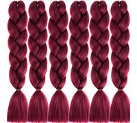LDMY Burgundy Braiding Hair- 6pcs/pack Synthetic Kanekalon Jumbo Braid Hair Extensions Hair 100g/pc