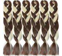 LDMY Hair for Braiding-6pcs/pack Mixed Brown Blonde Colors Jumbo Braid Hair Extensions Synthetic Kanekalon Braiding Hair 100g/pc