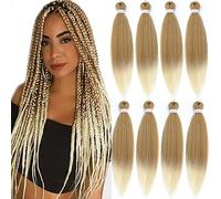 LDMY Pre-stretched Braiding Hair-26inch 8pcs/pack Hair for Braiding Ombre 27#/613# Synthetic Kanekalon Hair for DIY Wigs and Braids