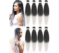 LDMY Pre-stretched Jumbo Braiding Hair-26inch 8pcs/pack 2 Tone Ombre Grey Jumbo Braid for DIY Wigs and Cosplay Hair Braids Synthetic Kanekalon Hair