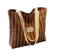 LDMYB Corduroy Large Zip Vertical Square Bag with Stitching Polyester Lining 1 Strap Single Shoulder Handbag for Business Commute Daily Wear School Study
