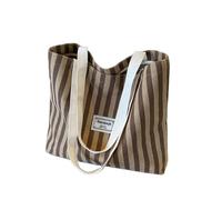 LDMYB Corduroy Large Zip Vertical Square Bag with Stitching Polyester Lining 1 Strap Single Shoulder Handbag for Business Commute Daily Wear School Study
