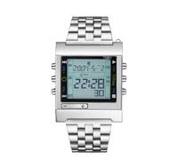 LDMYB Digital Watch Infrared Remote Control Watch for TV DVD LED Backlight Stainless Steel Strap Multifunction Alarm Chronometer Electronic Square Wristwatch