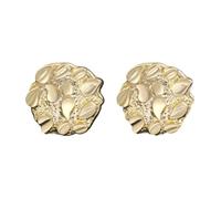 LDMYB Gold Textured Irregular Round Magnetic Earrings for Men Women, No-Pierce Geometric Copper Magnet Clip-on Earrings, Hip-Hop Style Ear Jewelry