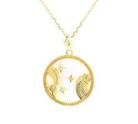 LDMYB Sterling Silver Zodiac Necklace for Women | 12 Constellation Coin Pendant, Natural White Shell, Cubic Zirconia Star, Dainty Astrology Clavicle Chain