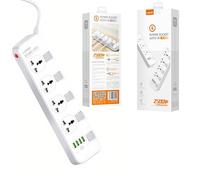 LDNIO Power Strip with 4 AC Sockets, 4 x USB, SC4408, 2500W (White)