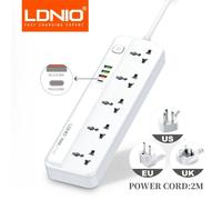 LDNIO Power Strip With 4 USB Extension Socket Plug 5 AC Outlet USB Fast Charging Charger For Phone Charge Home Network Filter 2M 2 M EU Plug