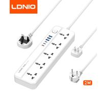 LDNIO Power Strip With 6 USB Fast Charger Type C 2M Thickened Power Cord Socket US UK EU Kr Plug High Capacity Surge Multi Tap 2M EU KR Plug