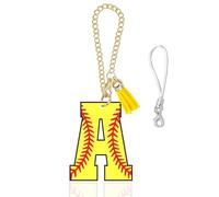 Ldntly Softball Initial Owala Keychain Charm for 24oz 32oz 40oz Owala Water Bottles Accessories,Personalized R Letter Monogrammed Owala Charm with Tassel Tumbler Charms,Softball Gifts for Women,Mom