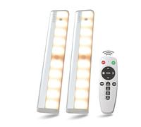 LDOPTO Motion Sensor Under Cabinet Lights with Remote 2 Pack, Dimmable Battery Operated Closet Lighting, LED Night Lights Indoor for Kitchen Hallway Stairway, tunable 3 Colors with timers