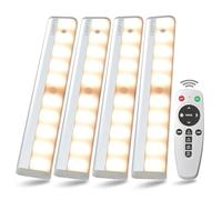 LDOPTO Motion Sensor Under Cabinet Lights with Remote 4 Pack, Dimmable Battery Operated Closet Lighting, LED Night Lights Indoor for Kitchen Hallway Stairway, tunable 3 Colors with timers
