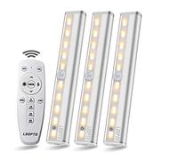 LDOPTO Under Cabinet Kitchen Lights with Remote Dimmable LED Cupboard led Battery Powered Bedroom Operated Bathroom Decor 3 Pack