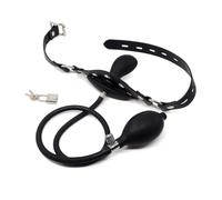 LDOZ Leather Strap-on Inflatable Mouth Gag, Silicone Ball Gag Mouth Plug with Lock for Men Women Gay, BDSM Erotic Sex Toys(with Straps)