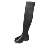 LDOZ Women Mid High Boots For Warm Stretchy Knitted Winter Dress Tall Boots for Street Shopping Dating(Black-a,10)