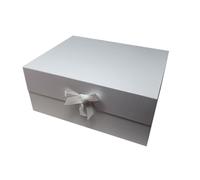 Ldpackaging Premium Large A3 Size White Gift Box, Folding Magnetic Clourse with Changeable Ribbon Included, L45cm x W35cm x H20cm, Perfect for Wedding, Party, All Occasions