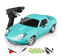 LDRC 1804 RC Drift Car - 1/18 RTR Mini MX-5 RWD 2.4GHz Full Proportional Control Racing Sport Car with Gyro LED Light for Adults Hobbyists(Blue/3 Battery)