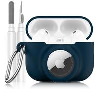 LDSXAY 2 in 1 Silicone Case Compatible with AirPods Pro 3 and AirTag 2/1, Shockproof Protective Case Cover for AirPods Pro 3rd Generation 2025 with Cleaner Kit & Carabiner (Dark Blue)