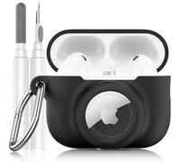 LDSXAY 2 in 1 Silicone Case Compatible with AirPods Pro 3 and AirTag, Shockproof Protective Case Cover for AirPods Pro 3rd Generation 2025 with Cleaner Kit & Carabiner (Black)