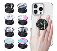 LDSXAY 8 Pack Cell Phone Stand Foldable Expanding Phone Sockets Finger Grip Holder for Smartphone and Tablets (Marble)