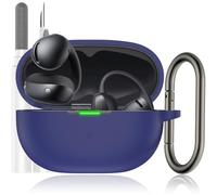 LDSXAY Compatible with Shokz OpenDots Air Case Cover, Soft Silicone Shockproof Protective Skin Case for Shokz OpenDots Air Open-Ear Wireless Earbuds with Cleaner Kit & Carabiner (Midnight Blue)