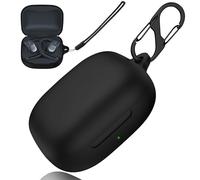 LDSXAY Compatible with Shokz OpenFit Air T511 Case Cover, Soft Silicone Shockproof Protective Skin Case for Shokz OpenFit Air Wireless Earbuds with Carabiner and Lanyard, Front LED Visible (Black)