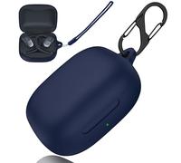 LDSXAY Compatible with Shokz OpenFit Air T511 Case Cover, Soft Silicone Shockproof Protective Skin Case for Shokz OpenFit Air Wireless Earbuds with Carabiner and Lanyard, Front LED Visible (Dark Blue)