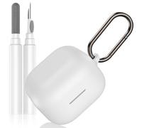 LDSXAY Compatible with Sony LinkBuds Clip WF-LC900 Case Cover, Soft Silicone Shockproof Protective Skin Case for Sony LinkBuds Clip Open-Ear Earbuds with Cleaner Kit & Carabiner (White)