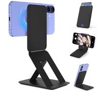 LDSXAY Phone Tripod Wallet for MagSafe, Magnetic Phone Stand, Adjustable Phone Wallet Compatible with iPhone 12-16 Series & MagSafe Cases, Invisible Selfie Stick Tripod, Travel Essential (Black)