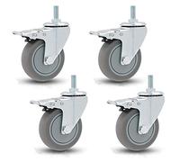 LDTTYRC Wheel Swivel Stem Caster Wheels Replacement Heavy Duty Furniture Castors Trolley Wheels,360 Degree Swivel Wheel Threaded Stem M12x30mm,for Workbench,Trolley,Cabinet,4Pcs