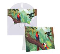 LDTVSFZQ 4" X 6" Blank Greeting Cards With Envelopes All Occasion Note Cards Macaw And Toucan Perching Of American Rainforests Thank You Cards For Christmas Holidays Birthday Graduation Anniversaries