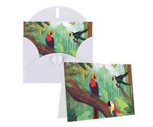 LDTVSFZQ 4" X 6" Blank Greeting Cards With Envelopes All Occasion Note Cards Macaw And Toucan Perching Of American Rainforests Thank You Cards For Christmas Holidays Birthday Graduation Anniversaries