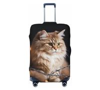 LDTVSFZQ A Cat And Christmas Lights Travel Luggage Cover Elastic Washable Suitcase Protector Anti-Scratch Travel Suitcase Cover Luggage Protector Fits 18-32 Inch Suitcase, Black, S