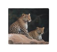 LDTVSFZQ African Leopard on Rock Full Print Wallet, Double Fold Credit Card Wallet Change Wallet Card Case Money Organizer Wallet Cash Wallet with Smooth Zipper for Women Ladies Women, style, One Size