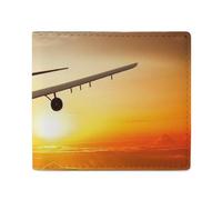 LDTVSFZQ Aircraft Plane at Sunset Full Print Wallet, Double Fold Credit Card Wallet Change Wallet Card Case Money Organizer Wallet Cash Wallet with Smooth Zipper for Women Ladies Women, style, One