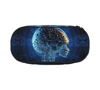 LDTVSFZQ Artificial Intelligence Brain(1) Pencil Pen Case Large Capacity Cute Pencil Pouch Bag With Double Zipper Portable Pen Holder Box Organizer Makeup Bag For Women Men