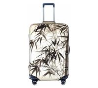 LDTVSFZQ Bamboo Tree Image Chinese Calligraphy Travel Luggage Cover Elastic Washable Suitcase Protector Anti-Scratch Travel Suitcase Cover Luggage Protector Fits 18-32 Inch Suitcase, Black, XL