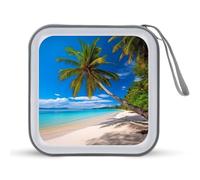LDTVSFZQ Beach And Coconut Tree CD Case, DVD Case Holders Wallet Hard Plastic DVD Disc Cases Storage Binder for Car Home Office Travel