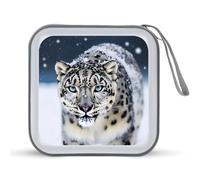 LDTVSFZQ Blue Eyed Snow Leopard CD Case, DVD Case Holders Wallet Hard Plastic DVD Disc Cases Storage Binder for Car Home Office Travel