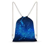 LDTVSFZQ Blue Musical Notes Drawstring Backpack Lightweight Gym Bag Waterproof Cinch Bags for Women Men, Style, 35x50cm