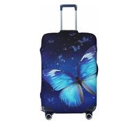 LDTVSFZQ Blue Starry Butterfly Travel Luggage Cover Elastic Washable Suitcase Protector Anti-Scratch Travel Suitcase Cover Luggage Protector Fits 18-32 Inch Suitcase, Black, M