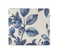 LDTVSFZQ Blueberry Flower Pattern Full Print Wallet, Double Fold Credit Card Wallet Change Wallet Card Case Money Organizer Wallet Cash Wallet with Smooth Zipper for Women Ladies Women, style, One