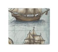 LDTVSFZQ Boat Map Full Print Wallet, Double Fold Credit Card Wallet Change Wallet Card Case Money Organizer Wallet Cash Wallet with Smooth Zipper for Women Ladies Women, style, One Size