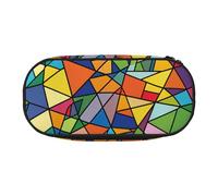 LDTVSFZQ Bright Geometric Shapes Pencil Pen Case Large Capacity Cute Pencil Pouch Bag With Double Zipper Portable Pen Holder Box Organizer Makeup Bag For Women Men