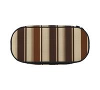 LDTVSFZQ Brown Stripe Pencil Pen Case Large Capacity Cute Pencil Pouch Bag With Double Zipper Portable Pen Holder Box Organizer Makeup Bag For Women Men