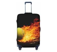 LDTVSFZQ Burning Tennis Pictures Travel Luggage Cover Elastic Washable Suitcase Protector Anti-Scratch Travel Suitcase Cover Luggage Protector Fits 18-32 Inch Suitcase, Black, S