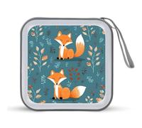 LDTVSFZQ Cartoon Fox Pattern CD Case, DVD Case Holders Wallet Hard Plastic DVD Disc Cases Storage Binder for Car Home Office Travel