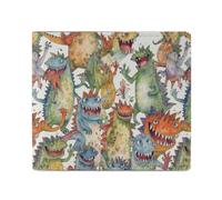 LDTVSFZQ Chaotic Colorful Monsters Full Print Wallet, Double Fold Credit Card Wallet Change Wallet Card Case Money Organizer Wallet Cash Wallet with Smooth Zipper for Women Ladies Women, style, One