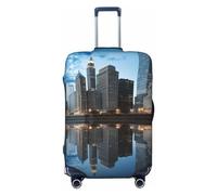 LDTVSFZQ Chicago Reflected Travel Luggage Cover Elastic Washable Suitcase Protector Anti-Scratch Travel Suitcase Cover Luggage Protector Fits 18-32 Inch Suitcase, Black, L